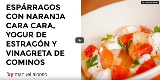 Receta de Espárragos con Naranja, yogur de estragón y vinagreta de cominos