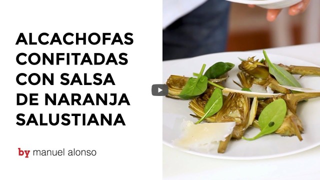 Receta de alcachofas con salsa de naranja Salustiana y parmesano