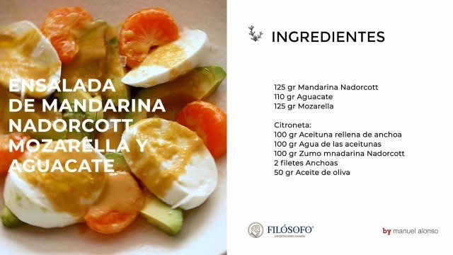 Receta de ensalada de mandarina Nadorcott, mozzarella y aguacate