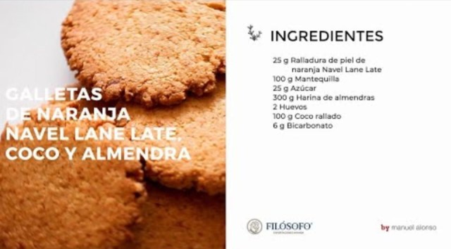 Receta de galletas de naranja navel lane late, coco y almendra