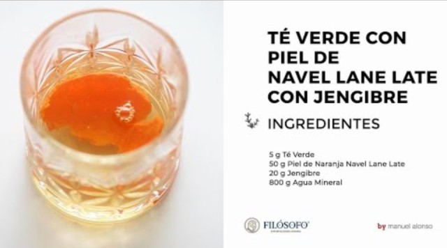 Receta de té verde con piel de naranja Navel Lane Late con jengibre