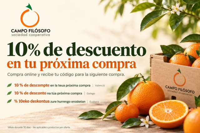 10 % de descuento en tu próxima compra de naranjas y mandarinas