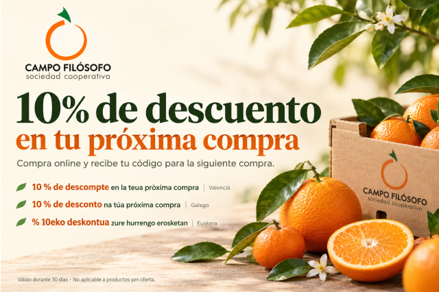 10 % de descuento en tu próxima compra de naranjas y mandarinas